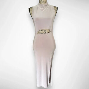 21 SAINTS Women's Taupe Sleeveless‎ Bodycon Dress With Cut Out Medium | EUC